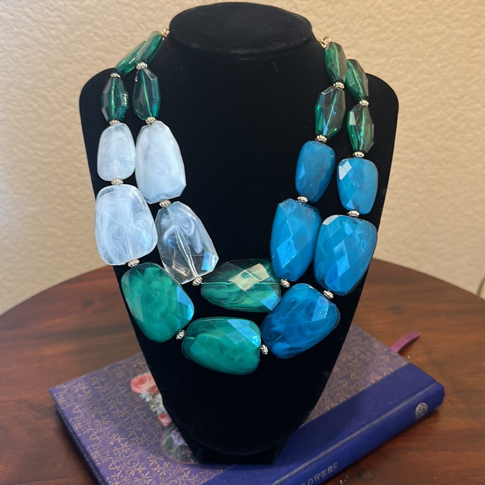 Multicolor Two-Strand Necklace and Matching Drop Earrings - Picture 2 of 3
